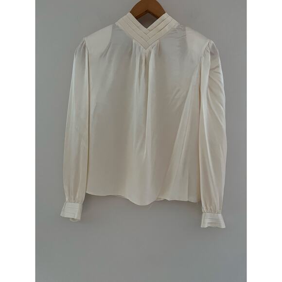 Carlisle 100% Silk Ivory White Blouse Elegant Button Down Size 6 JL - Picture 1 of 10